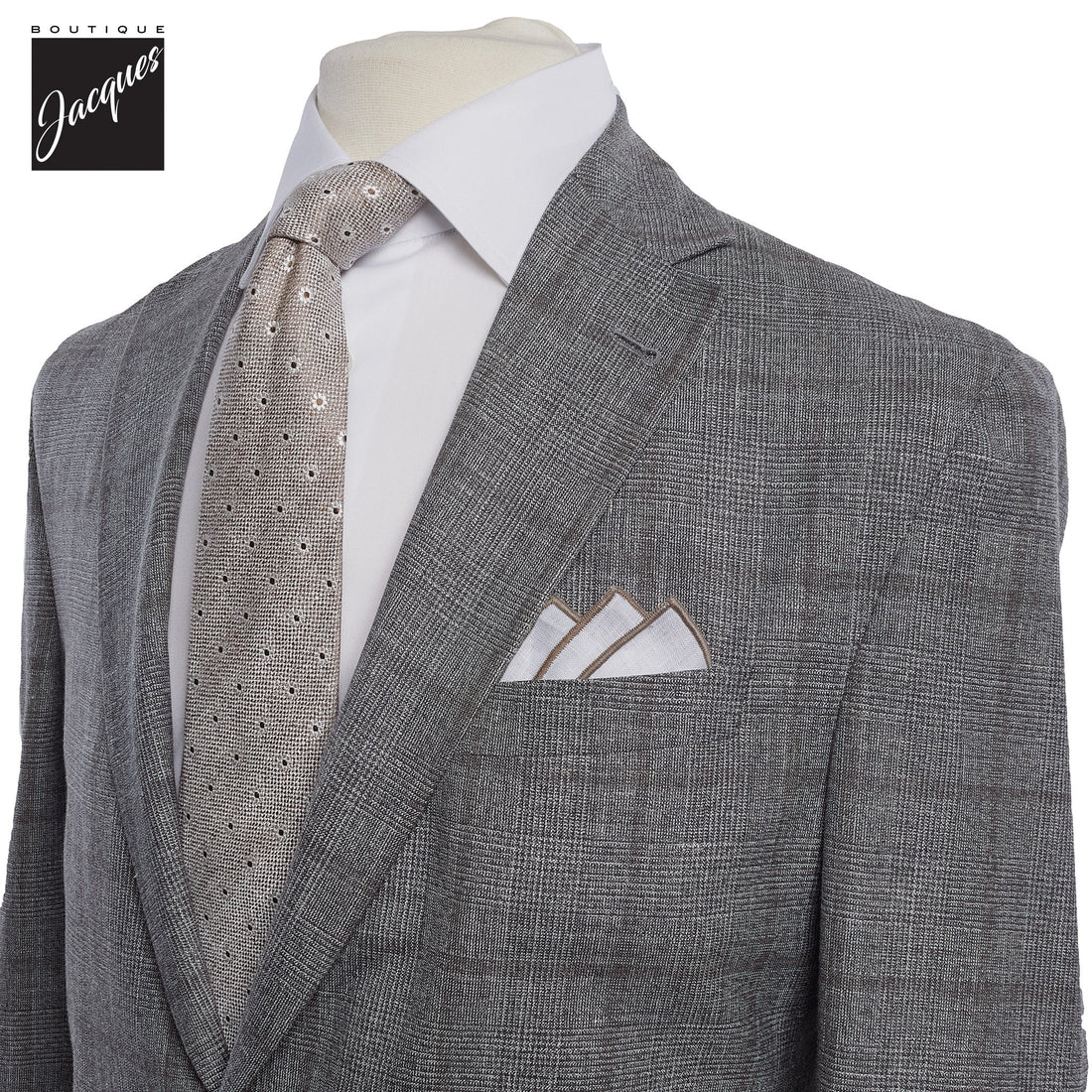 Gray Check Irving Contemporary Fit Wool Suit - Jack Victor - Boutique Jacques Last Call
