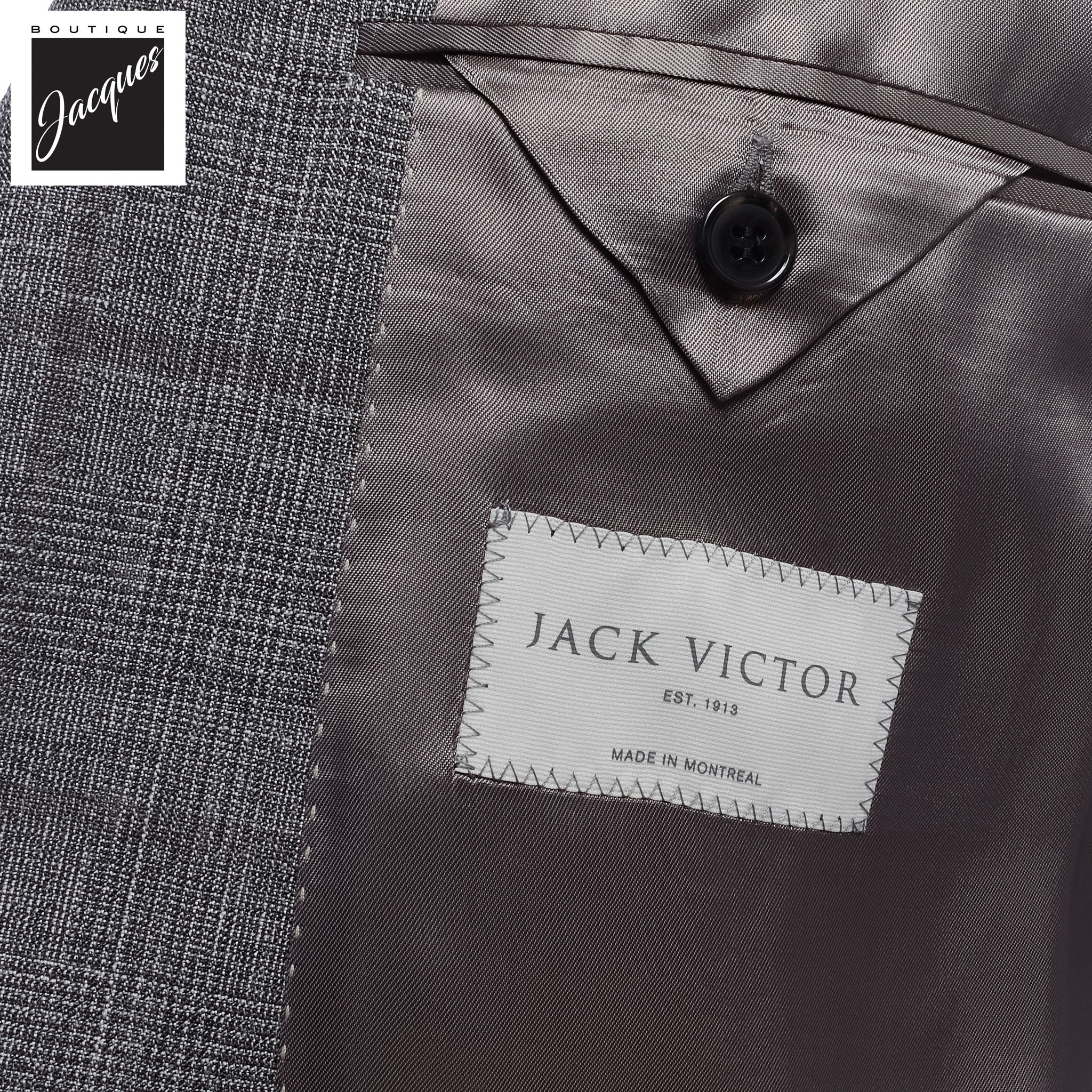 Gray Check Irving Contemporary Fit Wool Suit - Jack Victor - Boutique Jacques Last Call