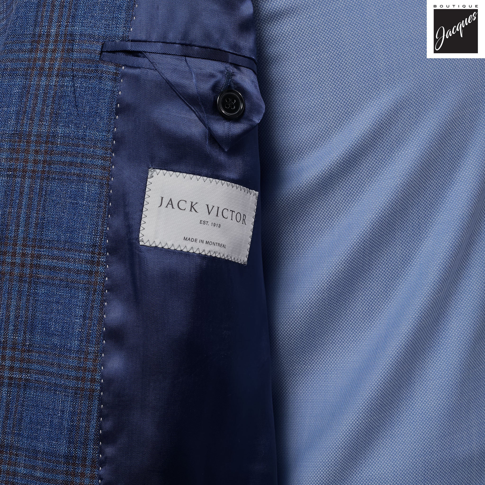 Blue Plaid Wool-Silk-Linen Midland Contemporary Fit Sport Jacket - Jack Victor