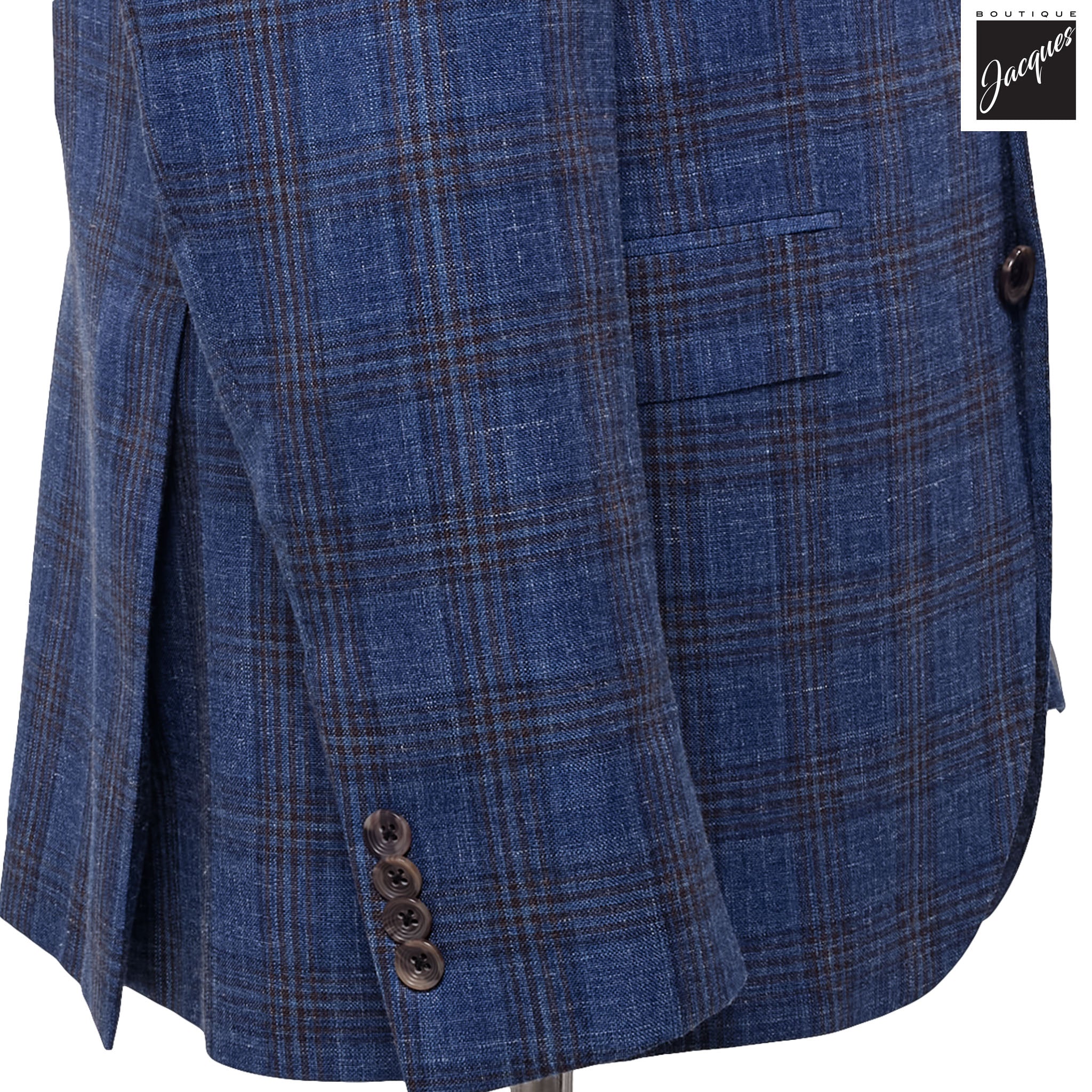 Blue Plaid Wool-Silk-Linen Midland Contemporary Fit Sport Jacket - Jack Victor