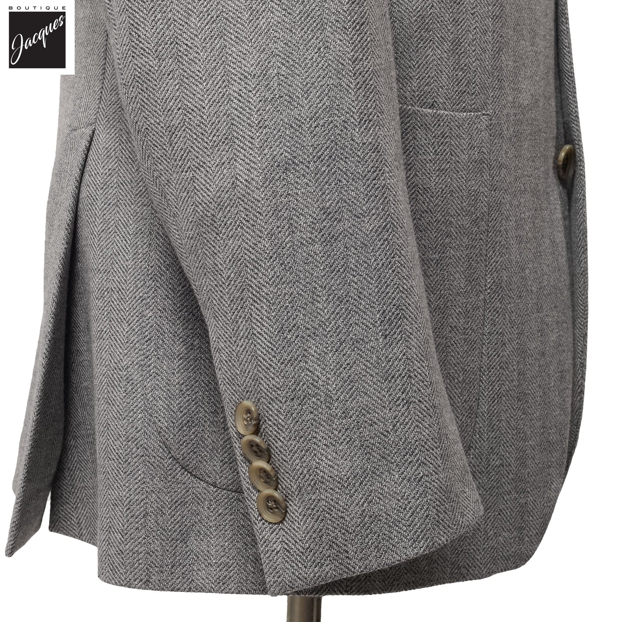 Gray Herringbone Morton Contemporary Fit Unconstructed Wool Blend Sport Jacket - Jack Victor