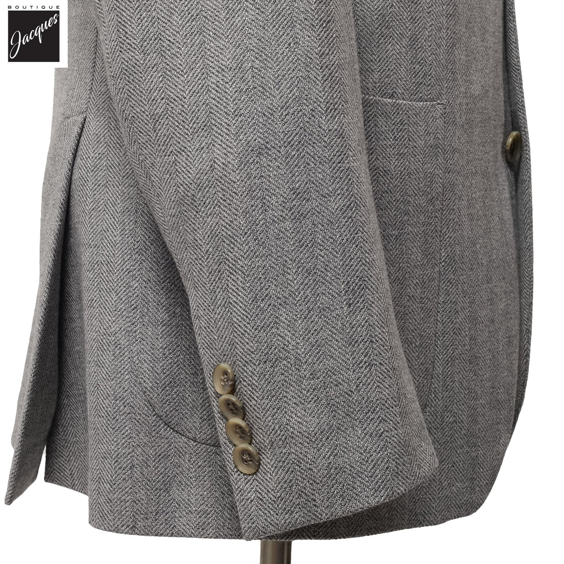 Gray Herringbone Morton Contemporary Fit Unconstructed Wool Blend Sport Jacket - Jack Victor