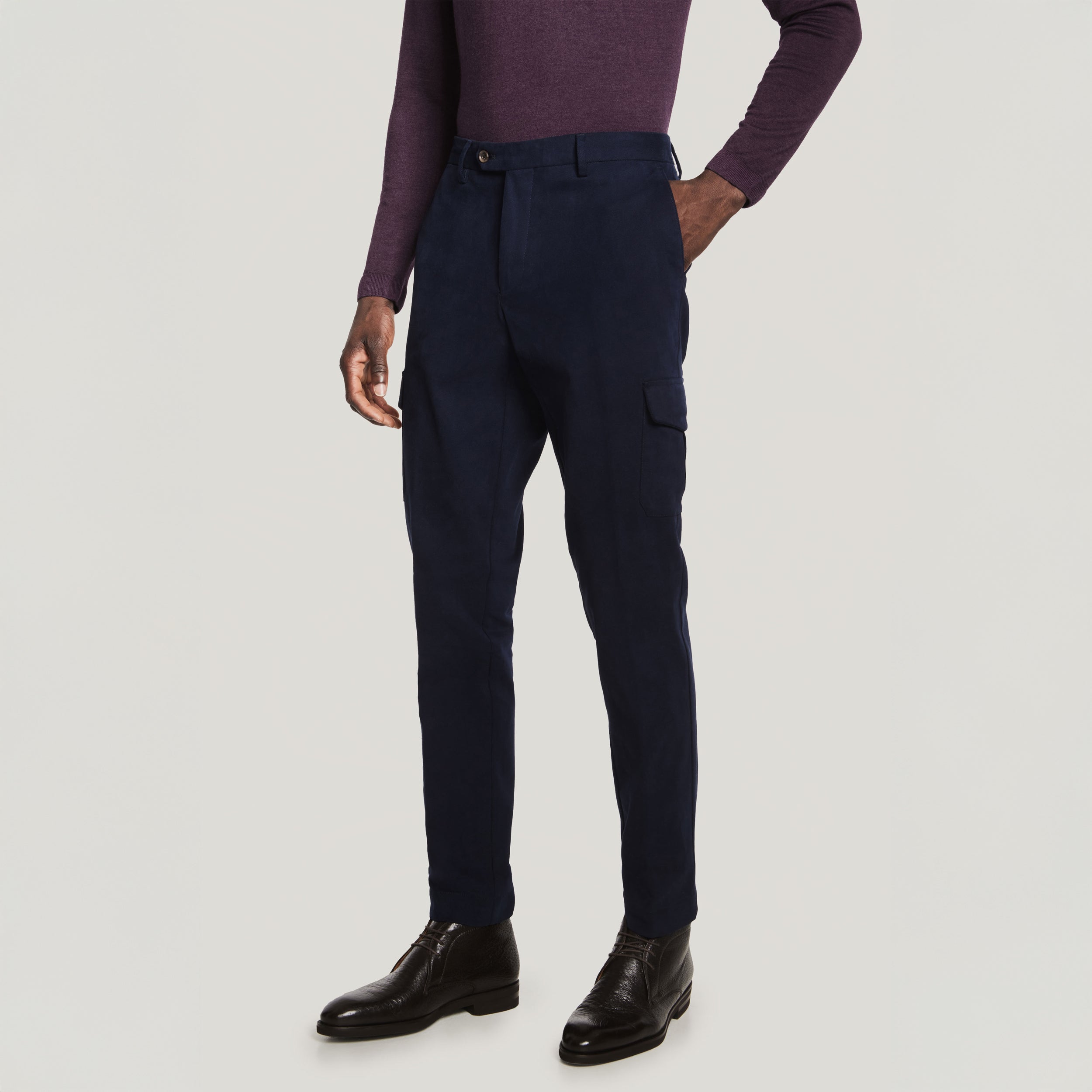 Blue Jona Brushed Cotton Modern Fit Cargo Chino Pants - Jack Victor - Boutique Jacques Last Call
