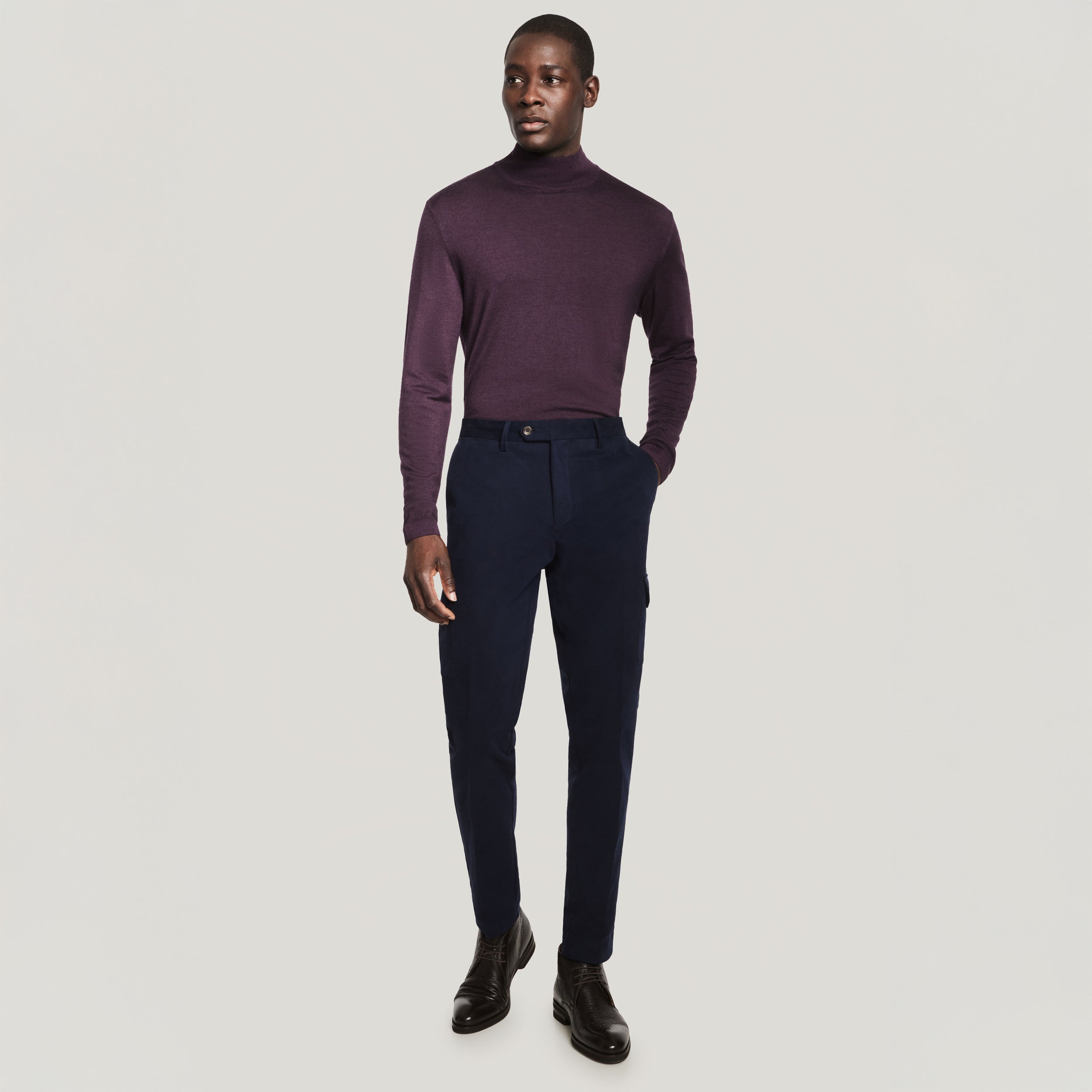Blue Jona Brushed Cotton Modern Fit Cargo Chino Pants - Jack Victor - Boutique Jacques Last Call