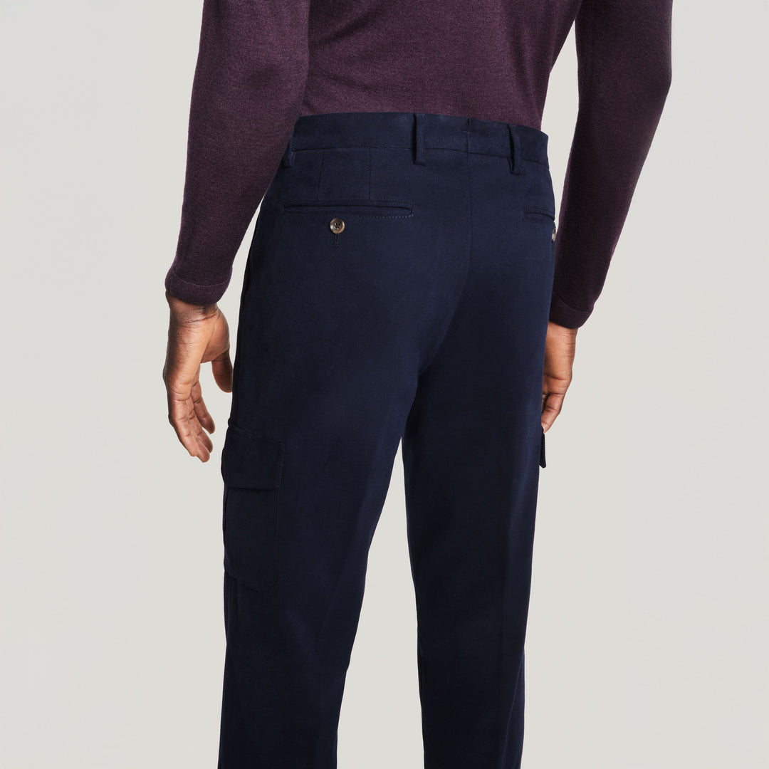 Blue Jona Brushed Cotton Modern Fit Cargo Chino Pants - Jack Victor - Boutique Jacques Last Call