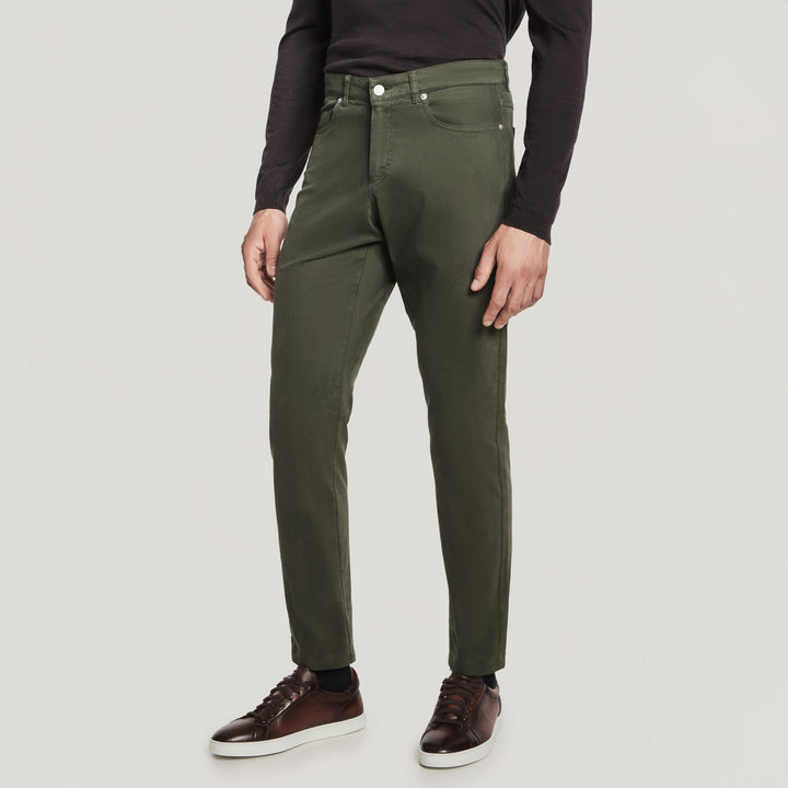 Green Jackie Brushed Cotton Modern Fit Five Pocket Pants - Jack Victor
