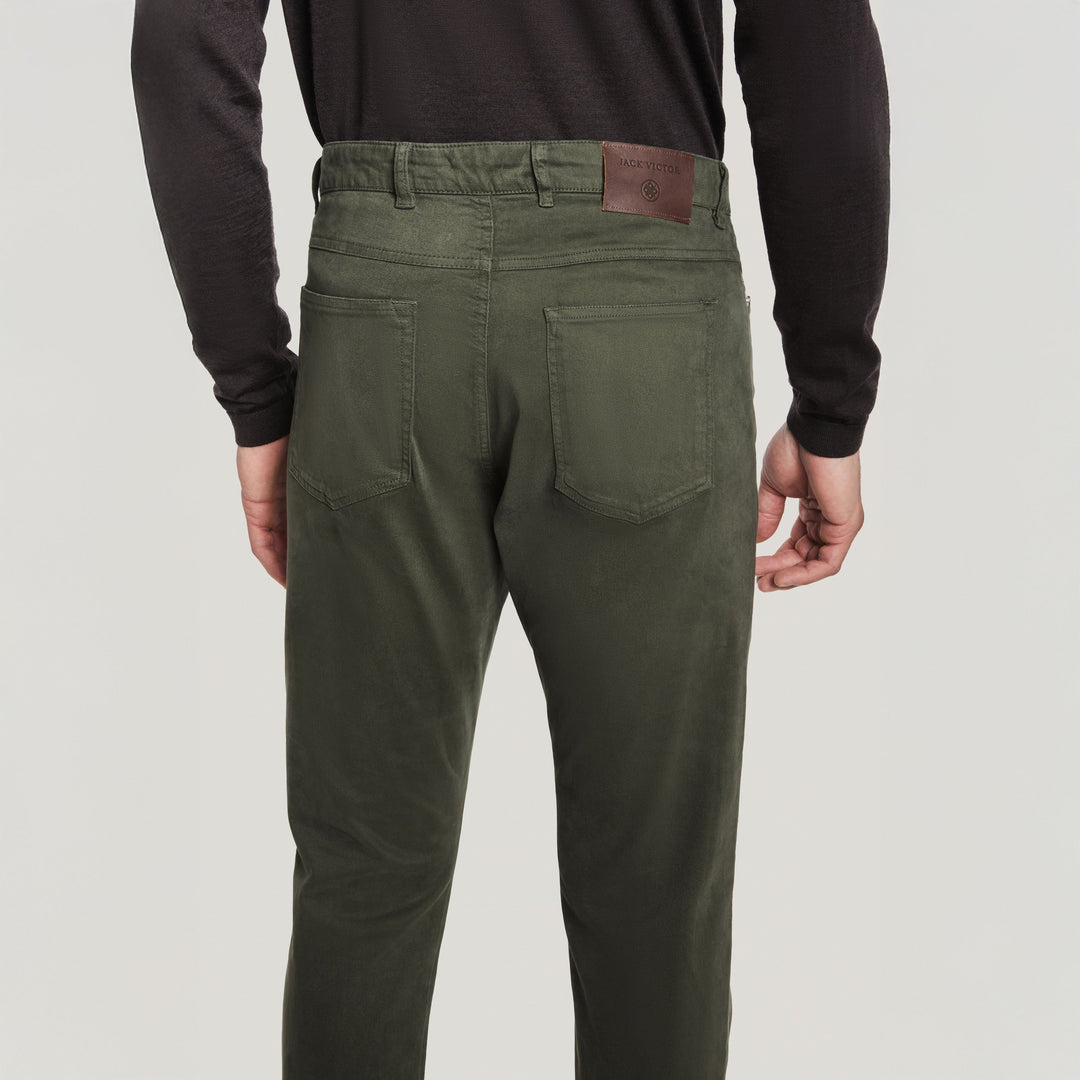 Green Jackie Brushed Cotton Modern Fit Five Pocket Pants - Jack Victor