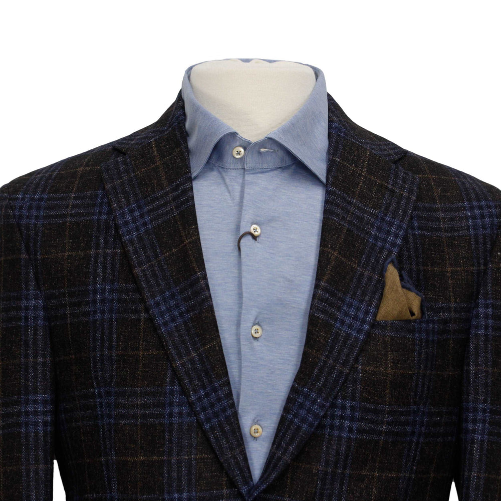 Blue and Brown Plaid Unconstructed McAllen Contemporary Fit Sport Jacket - Jack Victor