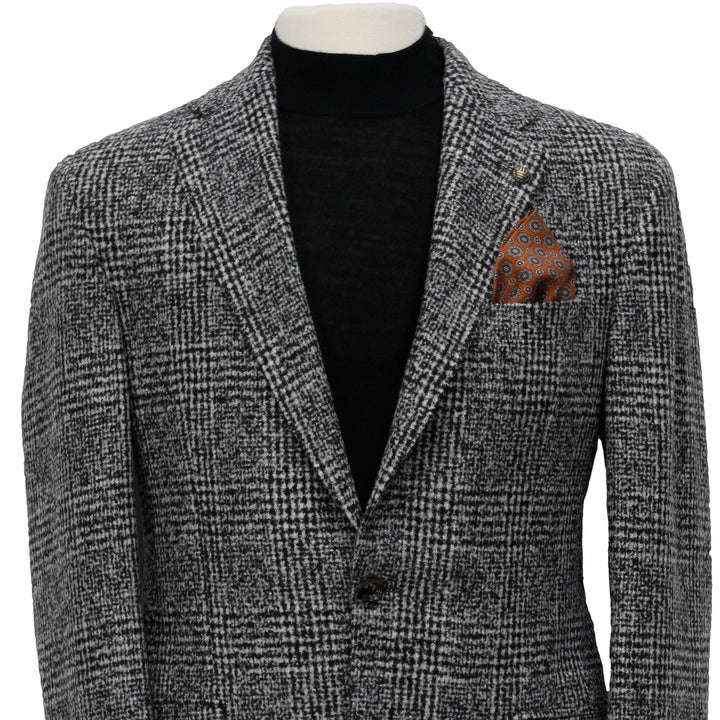 Gray Check Contemporary Fit Wool Silk Sport Jacket - Jack Victor - Boutique Jacques Last Call