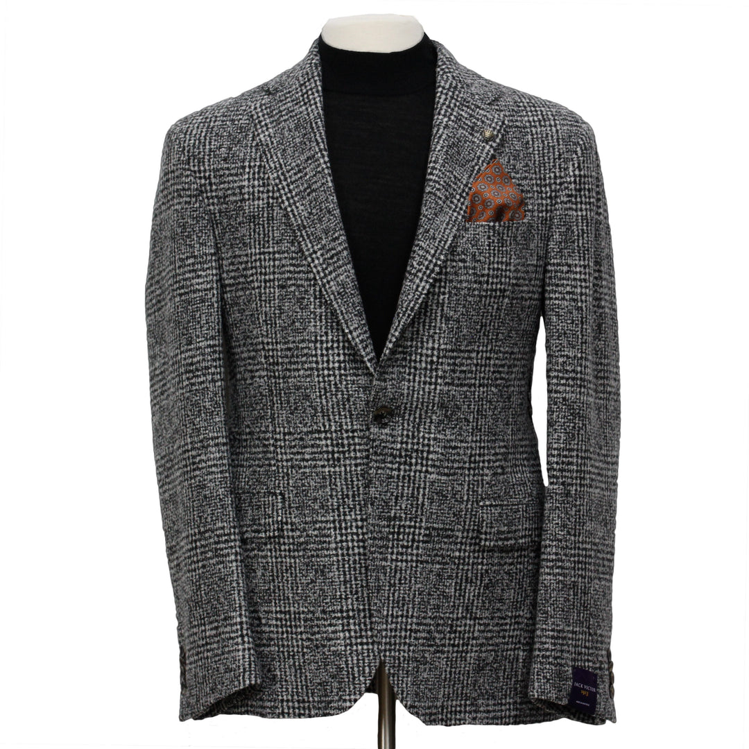 Gray Check Contemporary Fit Wool Silk Sport Jacket - Jack Victor - Boutique Jacques Last Call