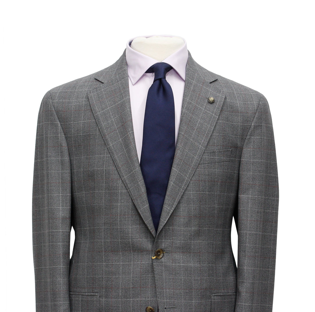 Gray Fine Prince of Wales Check Mason Contemporary Fit Suit - Jack Victor - Boutique Jacques Last Call