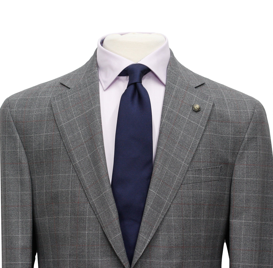 Gray Fine Prince of Wales Check Mason Contemporary Fit Suit - Jack Victor - Boutique Jacques Last Call