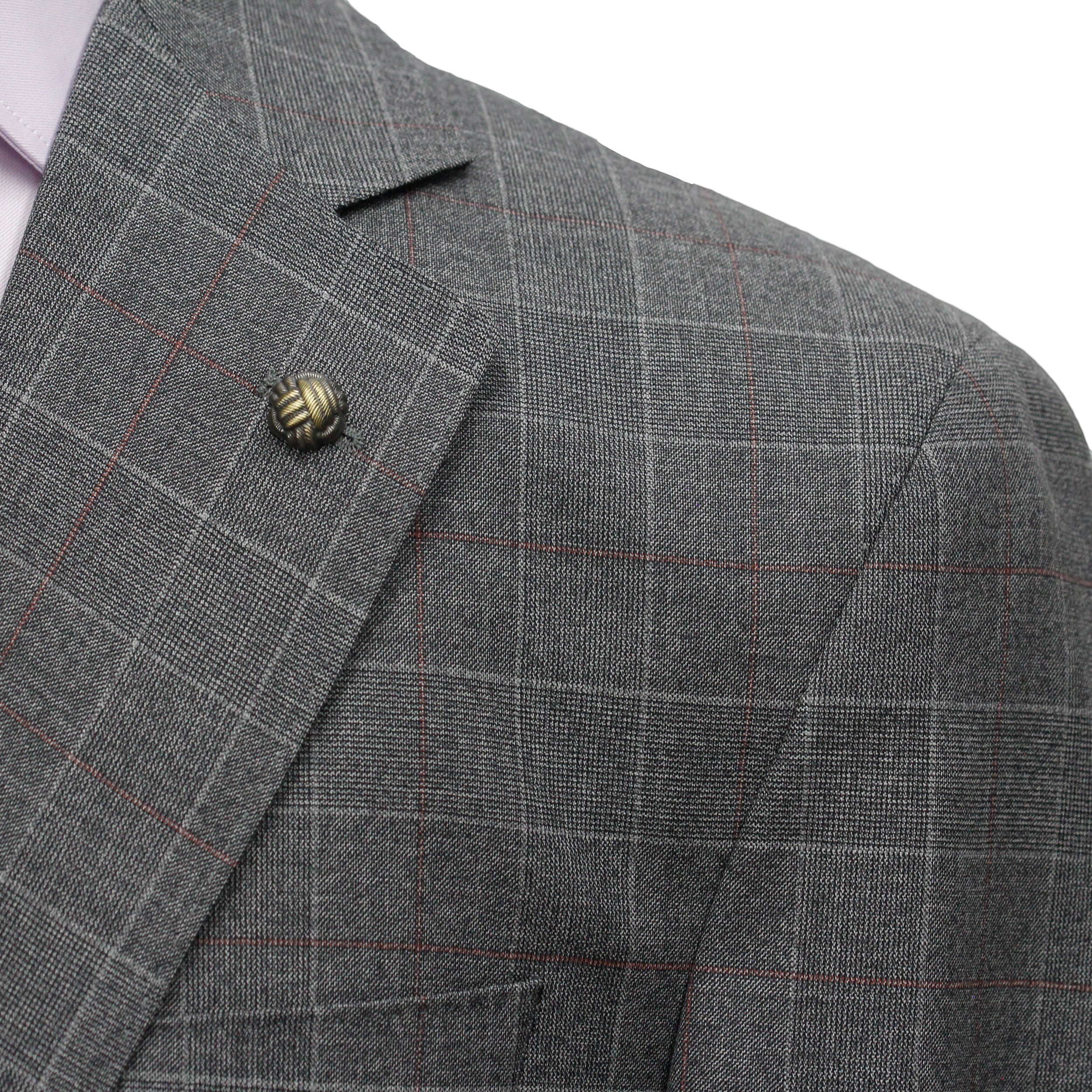 Gray Fine Prince of Wales Check Mason Contemporary Fit Suit - Jack Victor - Boutique Jacques Last Call