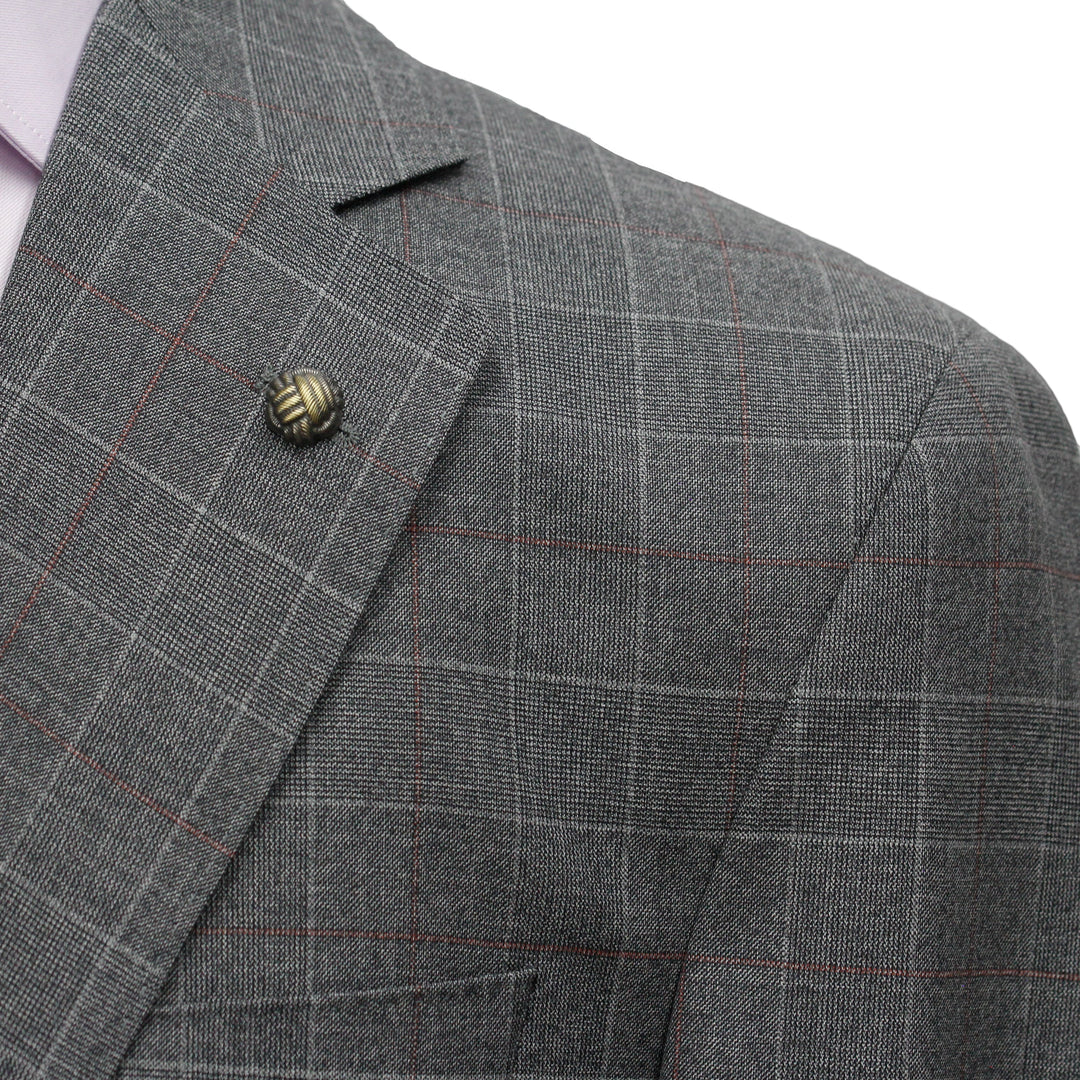 Gray Fine Prince of Wales Check Mason Contemporary Fit Suit - Jack Victor