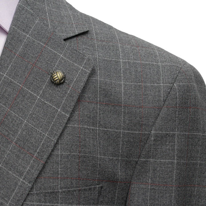 Gray Fine Prince of Wales Check Mason Contemporary Fit Suit - Jack Victor