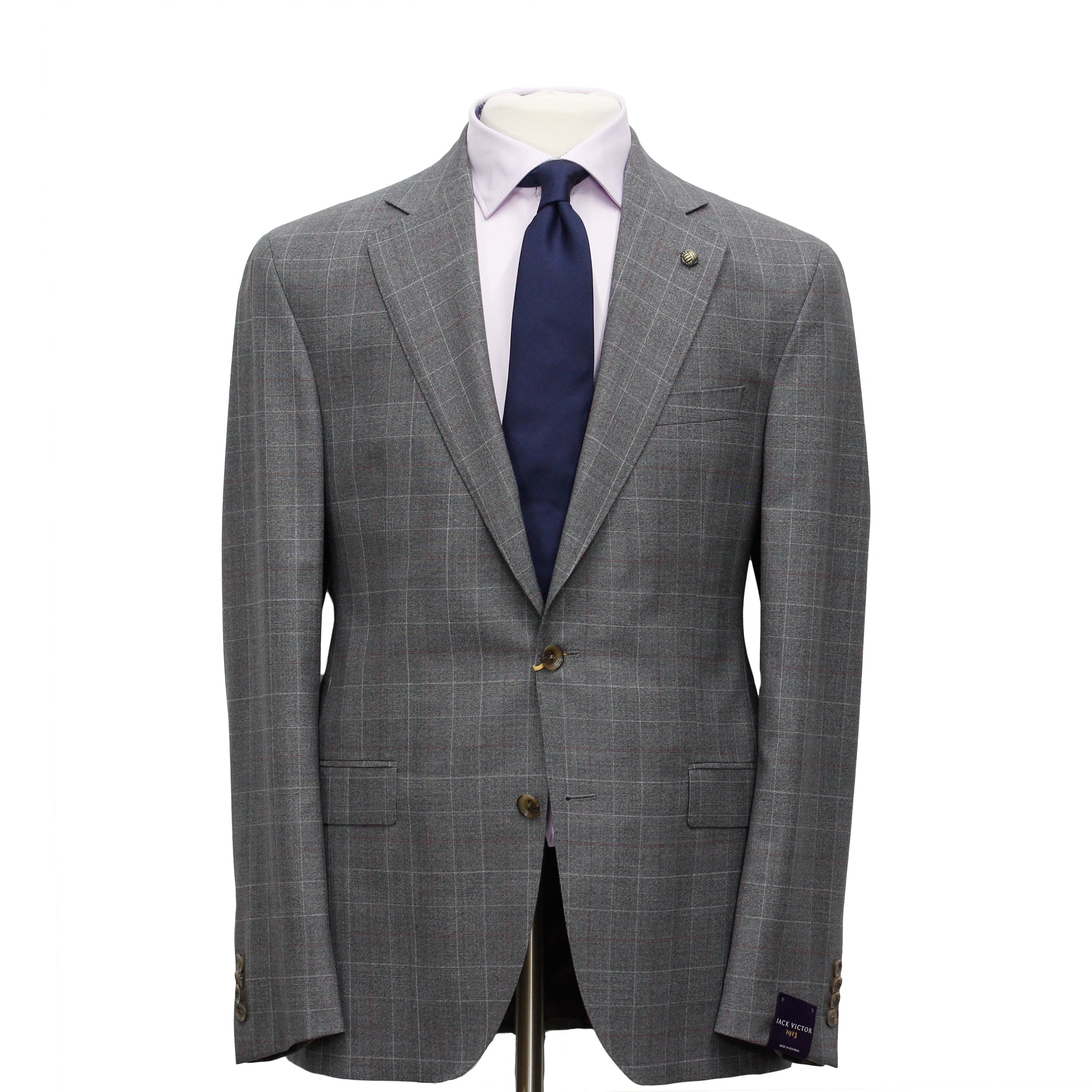 Gray Fine Prince of Wales Check Mason Contemporary Fit Suit - Jack Victor - Boutique Jacques Last Call