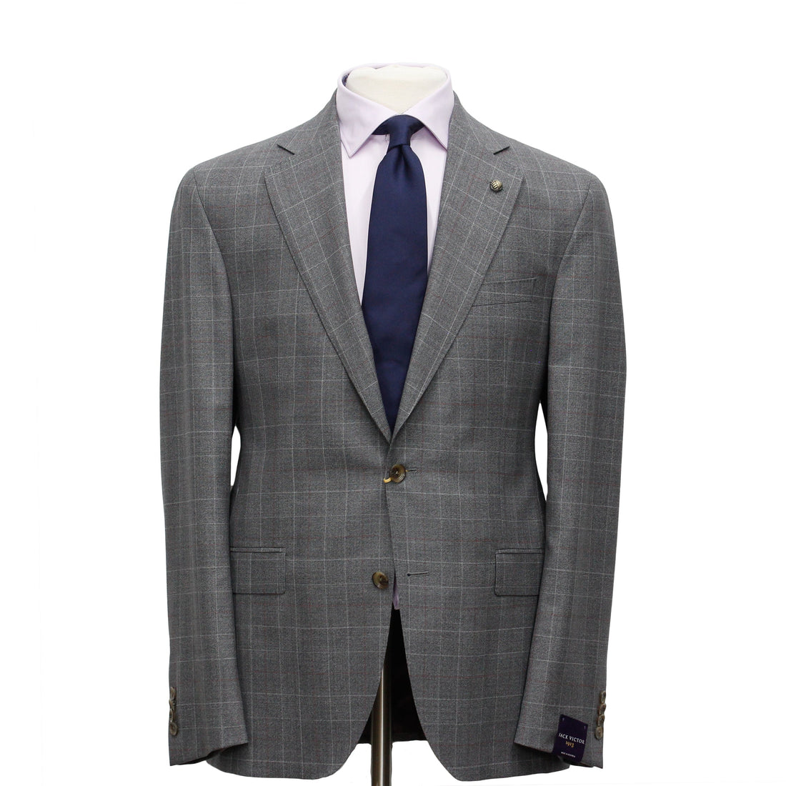 Gray Fine Prince of Wales Check Mason Contemporary Fit Suit - Jack Victor - Boutique Jacques Last Call