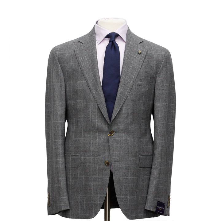 Gray Fine Prince of Wales Check Mason Contemporary Fit Suit - Jack Victor