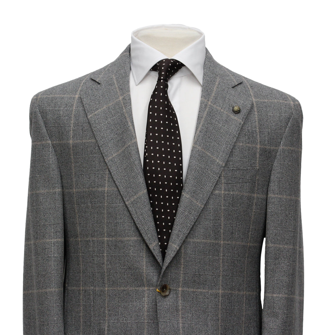 Gray Prince of Wales Check Mason Contemporary Fit DRAGO Wool Suit - Jack Victor - Boutique Jacques Last Call