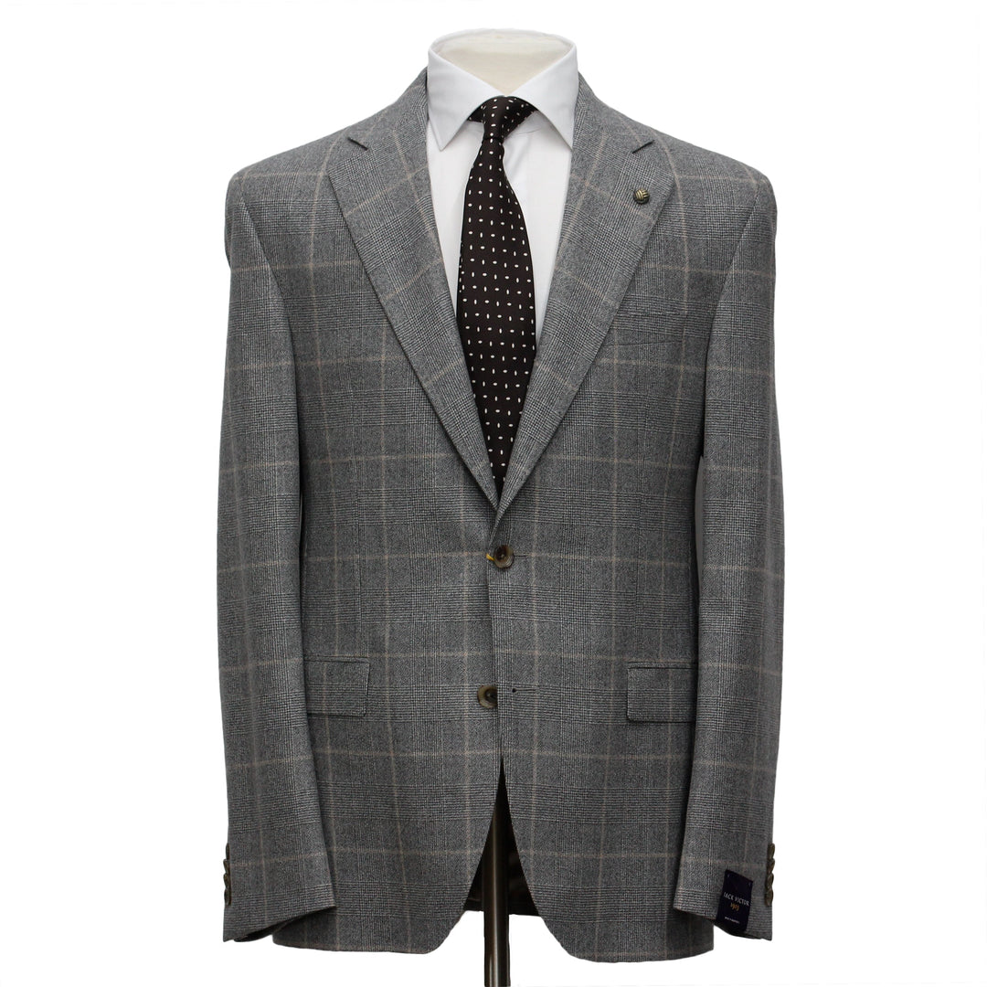 Gray Prince of Wales Check Mason Contemporary Fit DRAGO Wool Suit - Jack Victor - Boutique Jacques Last Call