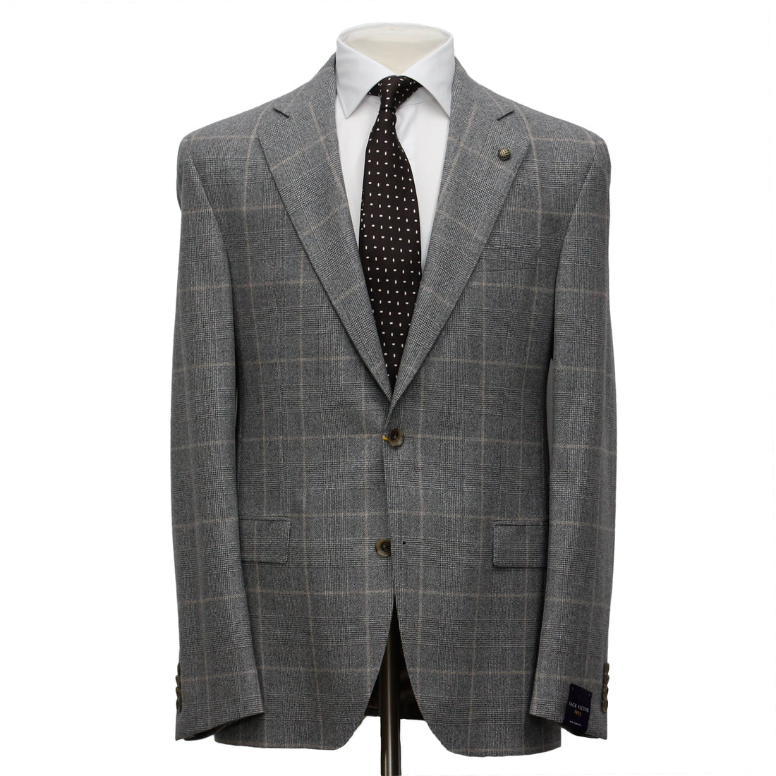 Gray Prince of Wales Check Mason Contemporary Fit DRAGO Wool Suit - Jack Victor - Boutique Jacques Last Call