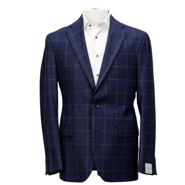 Blue Melange Check Midland Contemporary Fit Wool Sport Coat - Jack Victor - Boutique Jacques Last Call