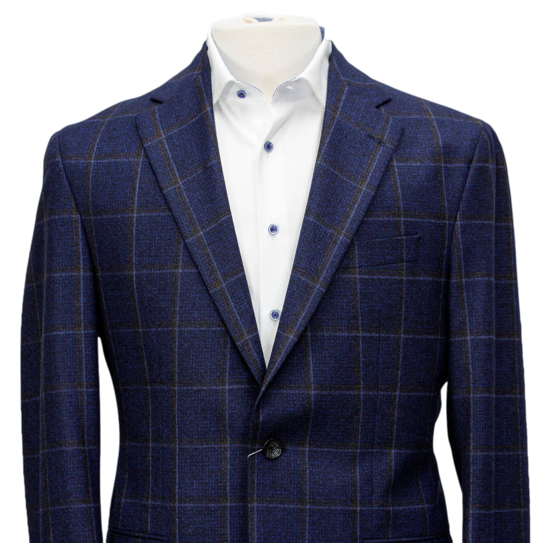 Blue Melange Check Midland Contemporary Fit Wool Sport Coat - Jack Victor - Boutique Jacques Last Call