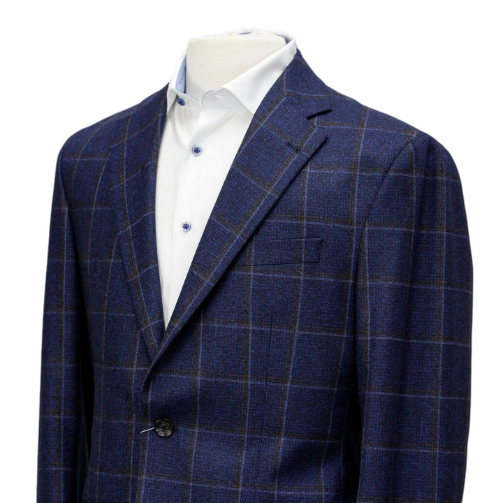 Blue Melange Check Midland Contemporary Fit Wool Sport Coat - Jack Victor - Boutique Jacques Last Call