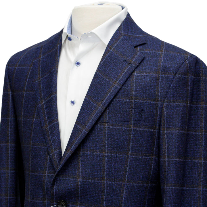 Blue Melange Check Midland Contemporary Fit Wool Sport Coat - Jack Victor - Boutique Jacques Last Call