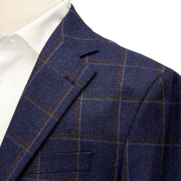 Blue Melange Check Midland Contemporary Fit Wool Sport Coat - Jack Victor - Boutique Jacques Last Call