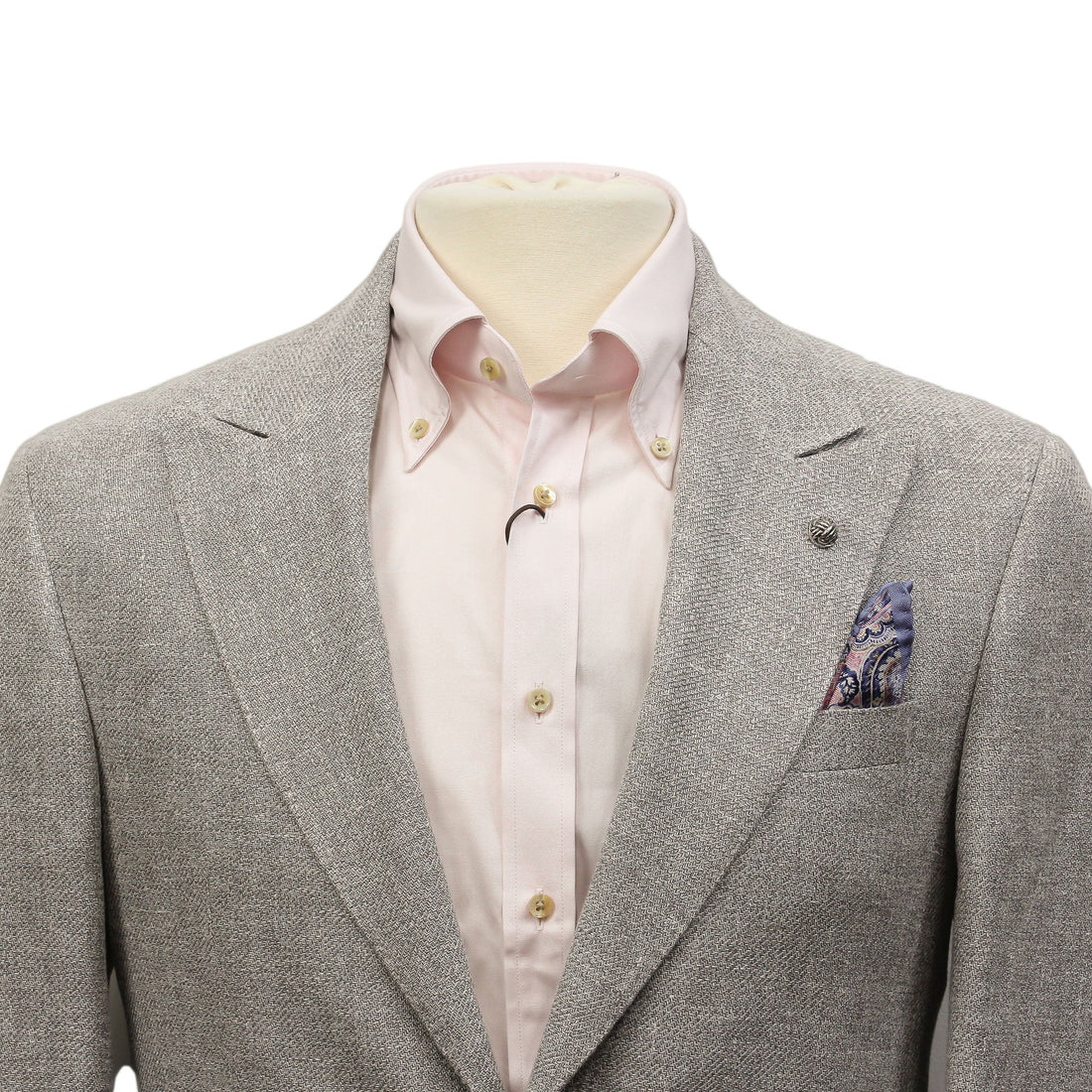 Light Gray Linen/Silk/Cotton Peak Lapel Morgan Contemporary Fit Sport Jacket - Jack Victor 1913