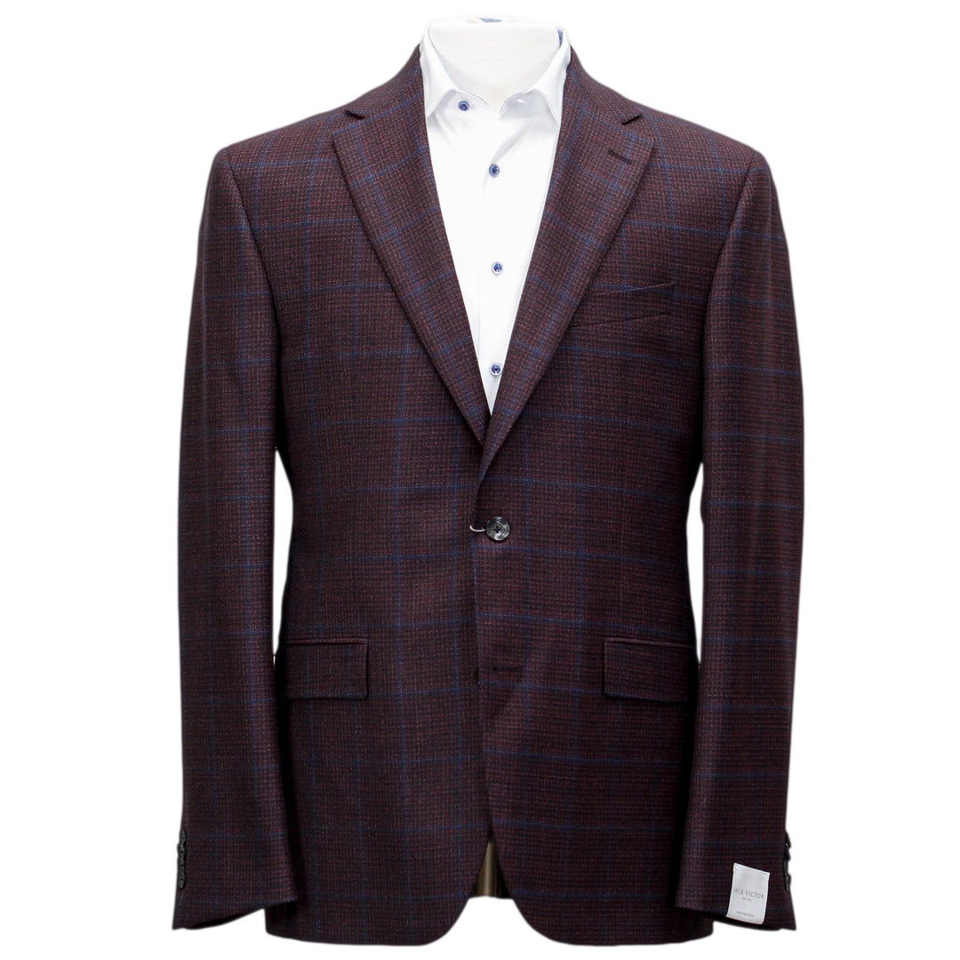 Burgundy with Blue Check Essence Modern Fit Sport Coat - Boutique Jacques Last Call
