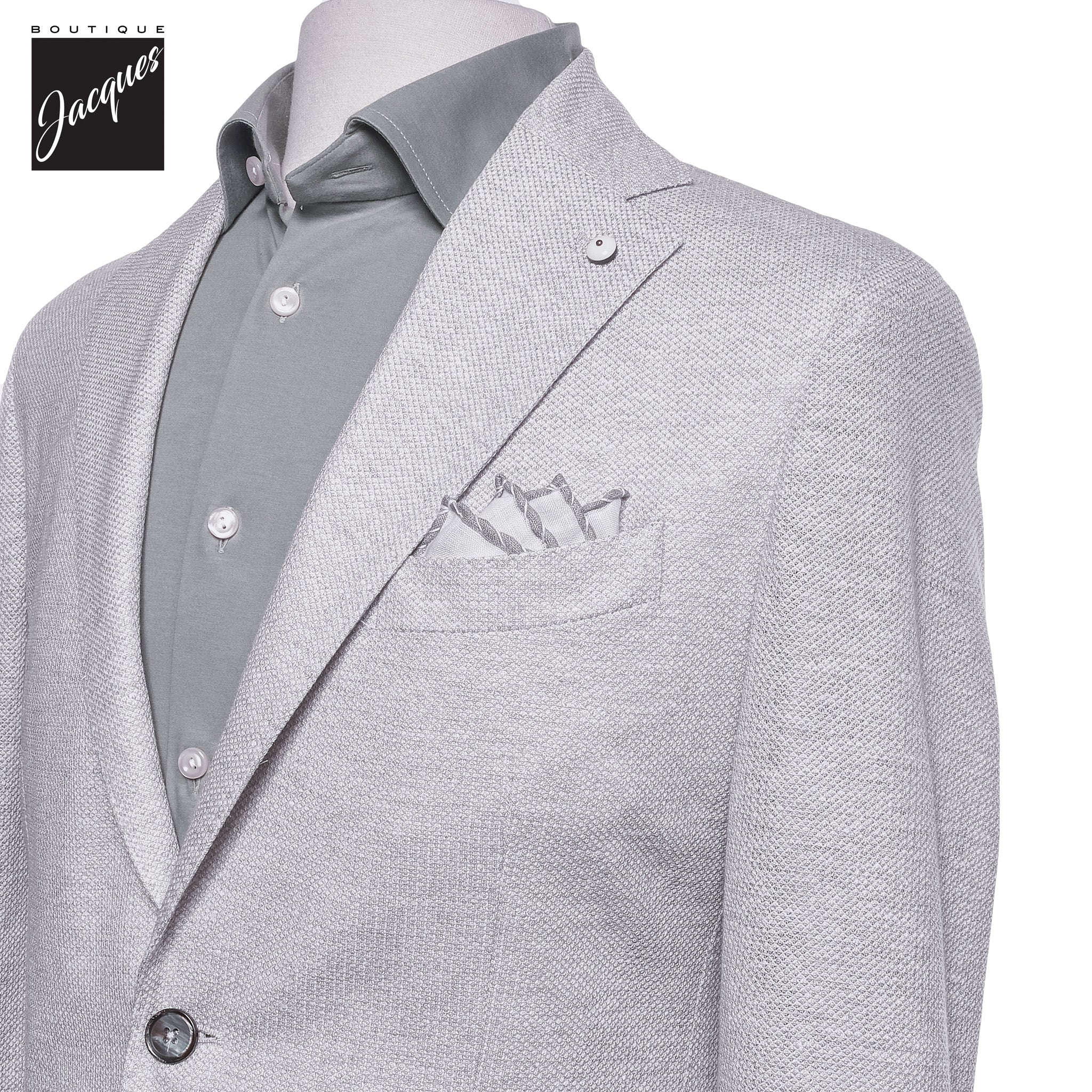 Ice Gray Linen-Cotton Jersey Unconstructed Sport Jacket - L.B.M 1911