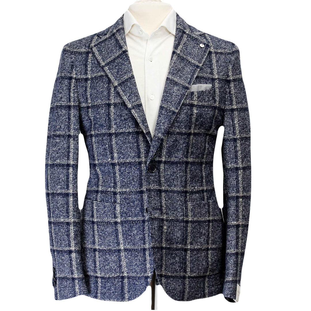 Blue Check Wool Jersey Contemporary Fit Sport Jacket - L.B.M 1911
