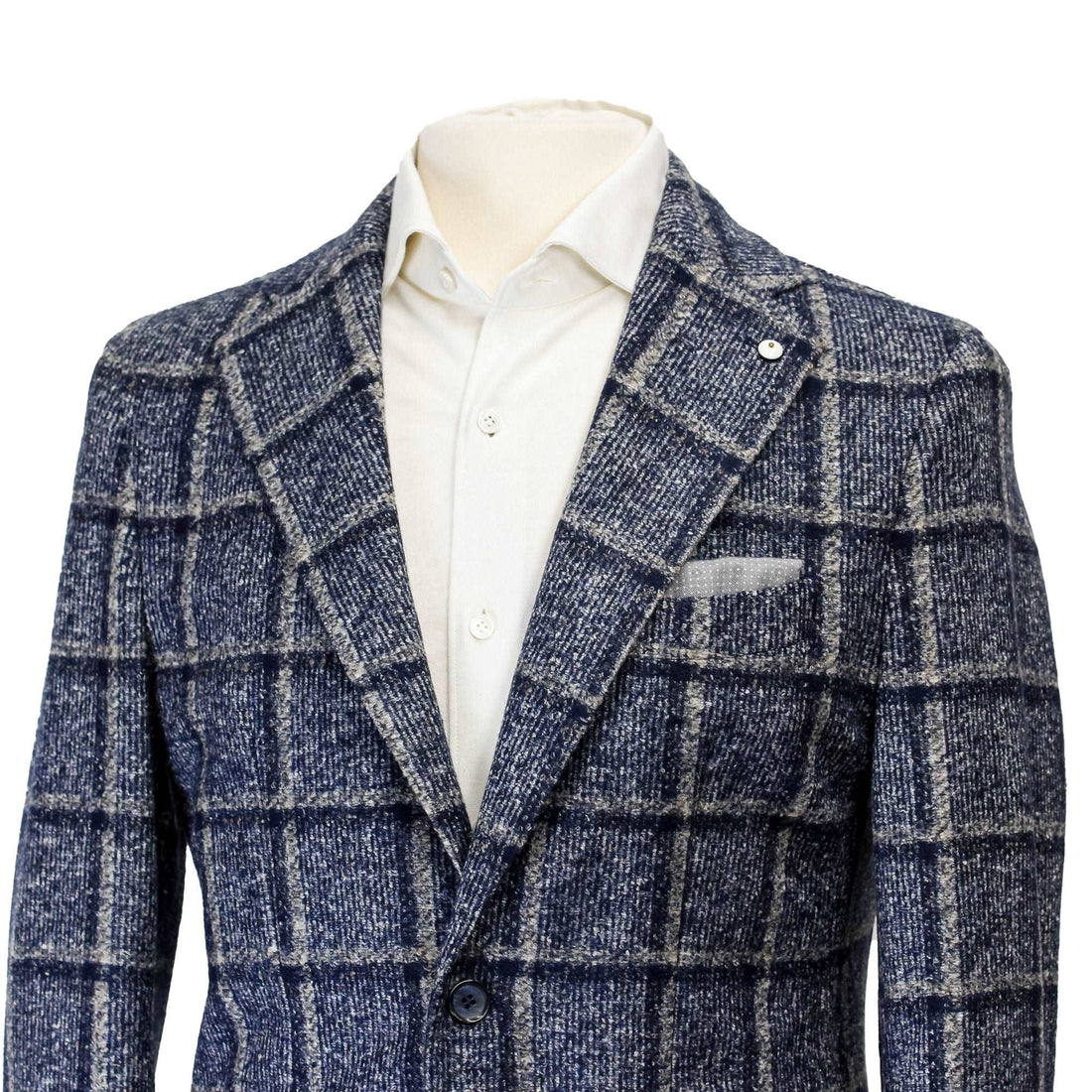 Blue Check Wool Jersey Contemporary Fit Sport Jacket - L.B.M 1911