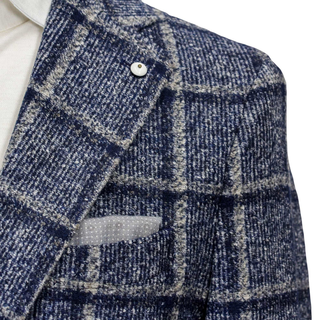 Blue Check Wool Jersey Contemporary Fit Sport Jacket - L.B.M 1911