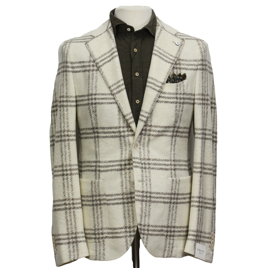 Cream Check Wool-Blend Unconstructed Contemporary Sport Jacket - L.B.M. 1911 - Boutique Jacques Last Call