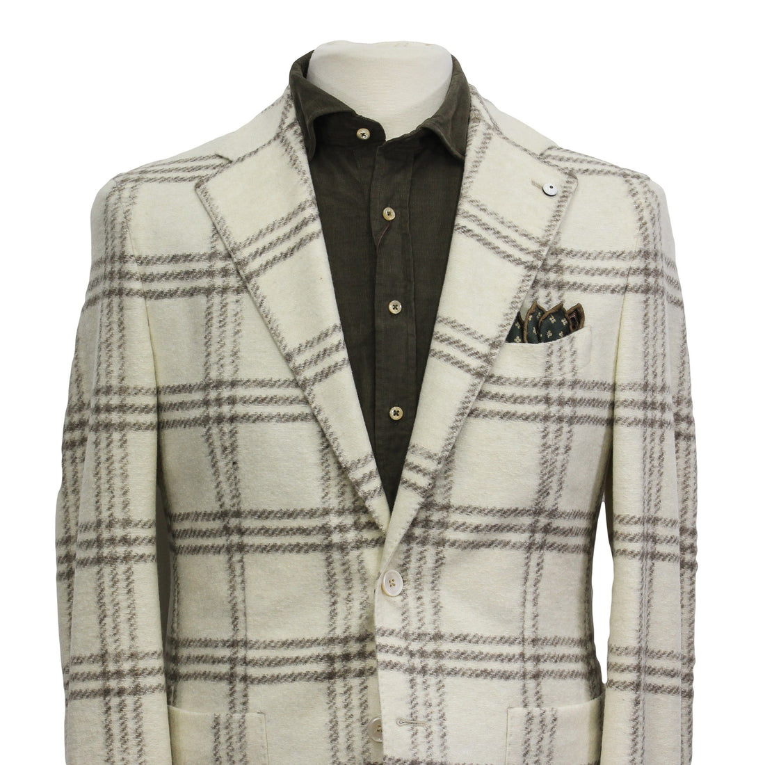 Cream Check Wool-Blend Unconstructed Contemporary Sport Jacket - L.B.M. 1911 - Boutique Jacques Last Call