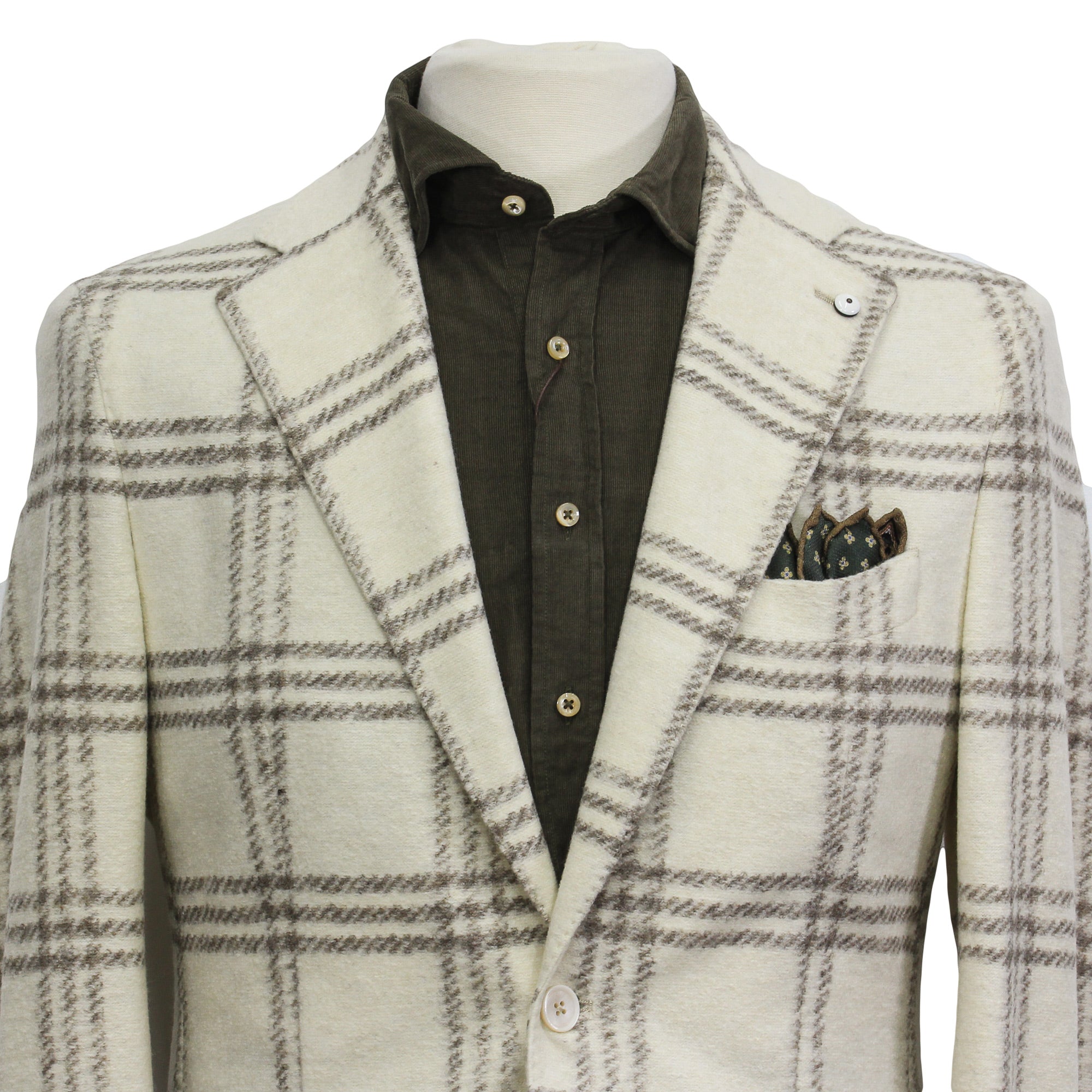 Cream Check Wool-Blend Unconstructed Contemporary Sport Jacket - L.B.M. 1911 - Boutique Jacques Last Call
