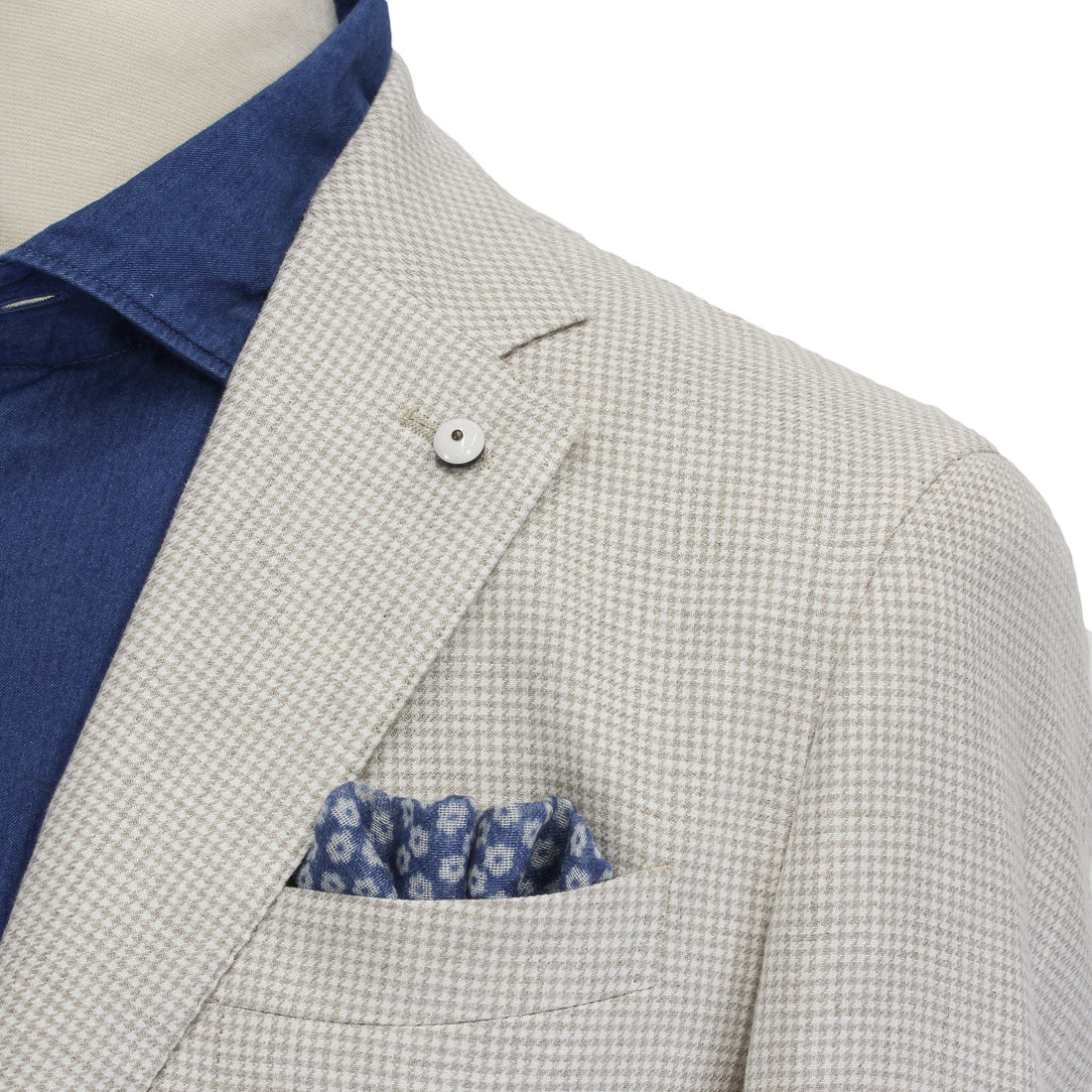 Oatmeal Houndstooth Linen Unconstructed Jacket - LBM 1911 - Boutique Jacques International