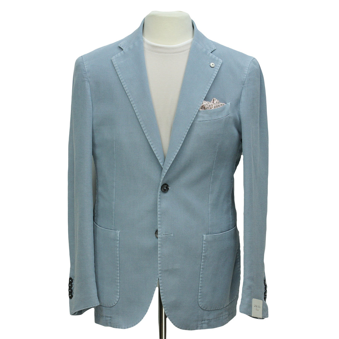 Ocean Blue Solid Cotton-Ramie Unconstructed Sport Jacket - L.B.M. 1911