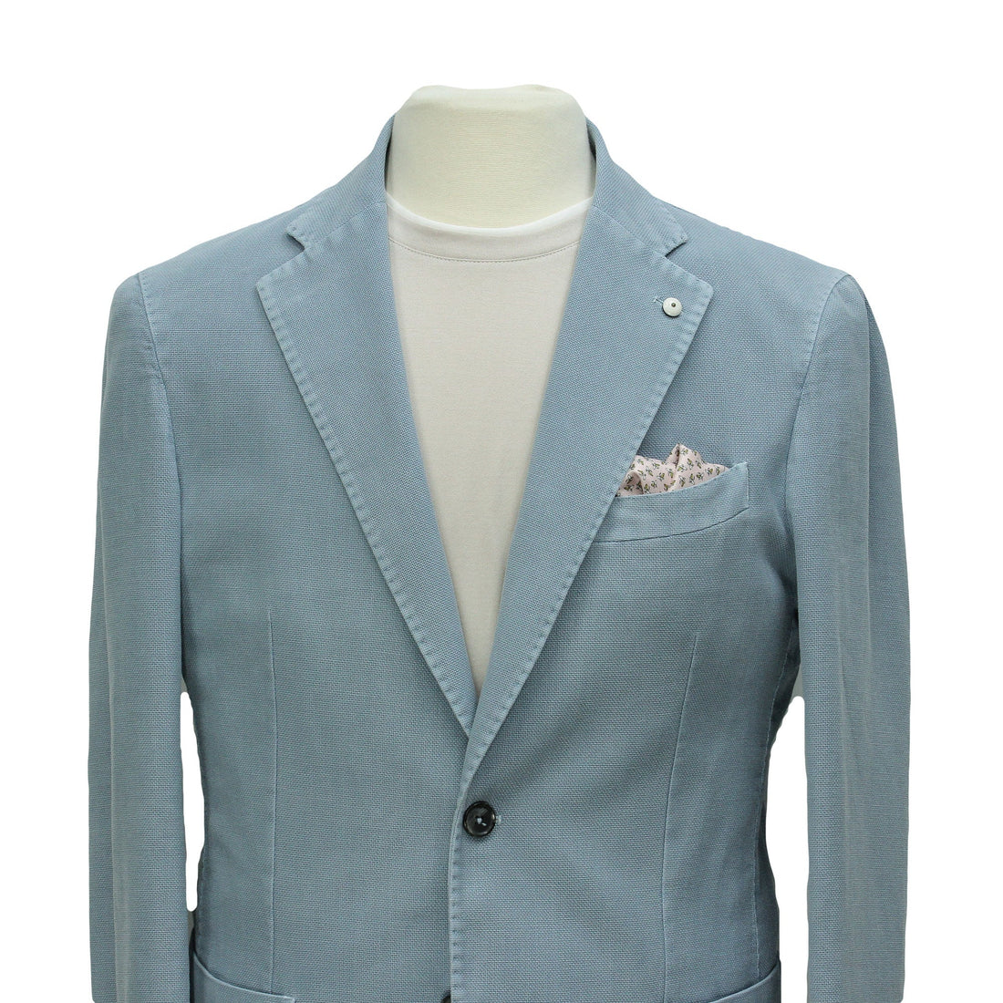 Ocean Blue Solid Cotton-Ramie Unconstructed Sport Jacket - L.B.M. 1911
