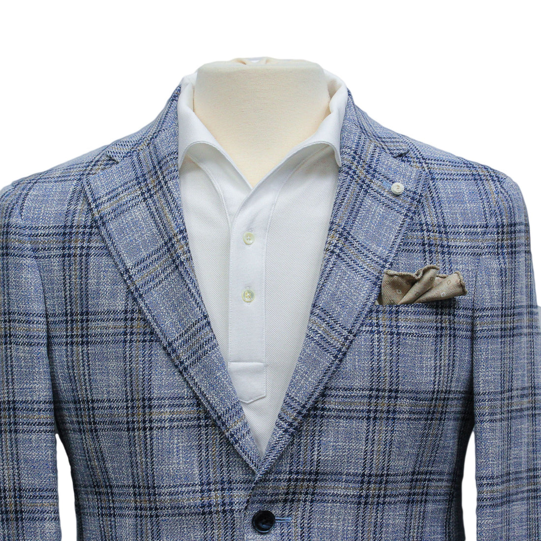 Light Blue Check Cotton-Wool Dream Fit Sport Jacket - Luigi Bianchi