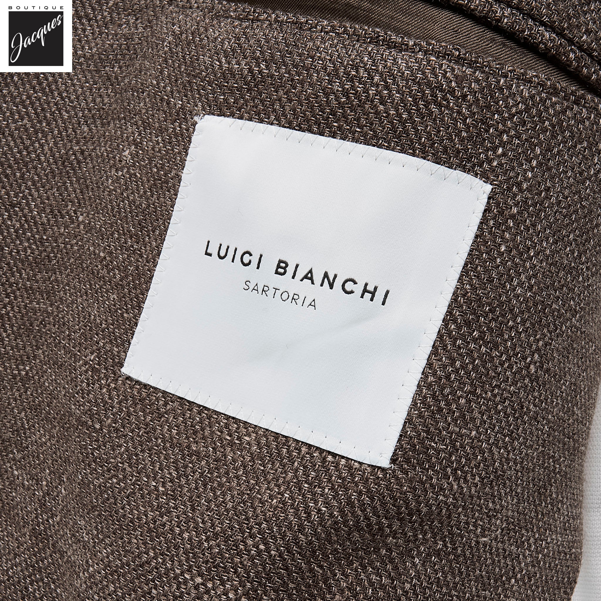 Brown Solid Drago Linen-Wool Dream Fit Sport Jacket - Luigi Bianchi - Boutique Jacques International