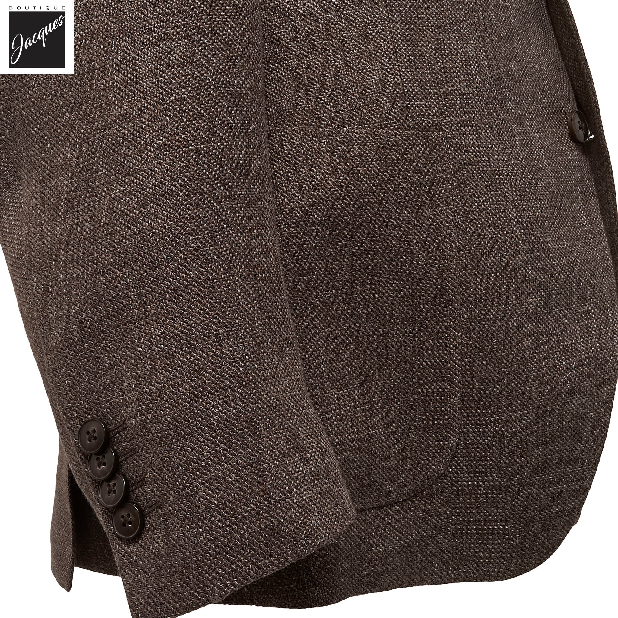 Brown Solid Drago Linen-Wool Dream Fit Sport Jacket - Luigi Bianchi - Boutique Jacques International