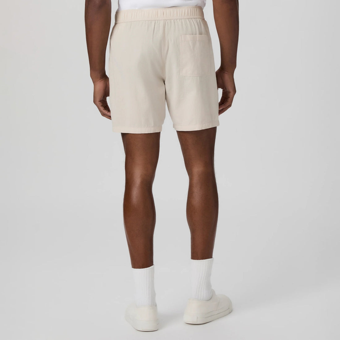Atlantic Fog (Beige) Cotton-Stretch Seersucker Teague Shorts - PAIGE