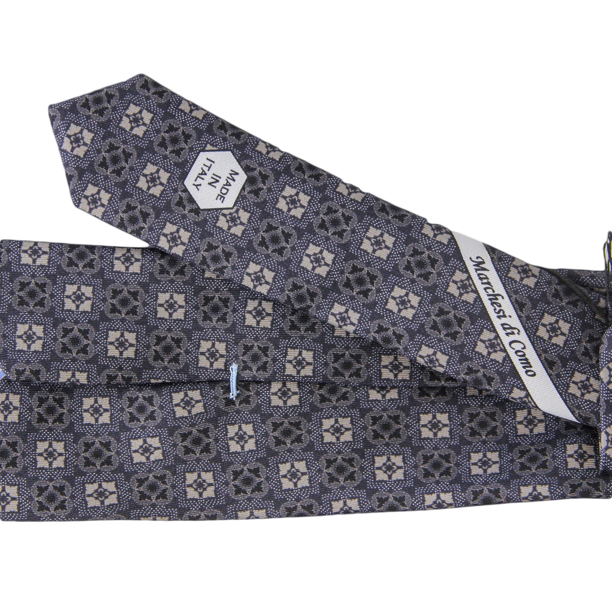 Gray Medallion Silk Tie - Marchesi di Como - Boutique Jacques Last Call