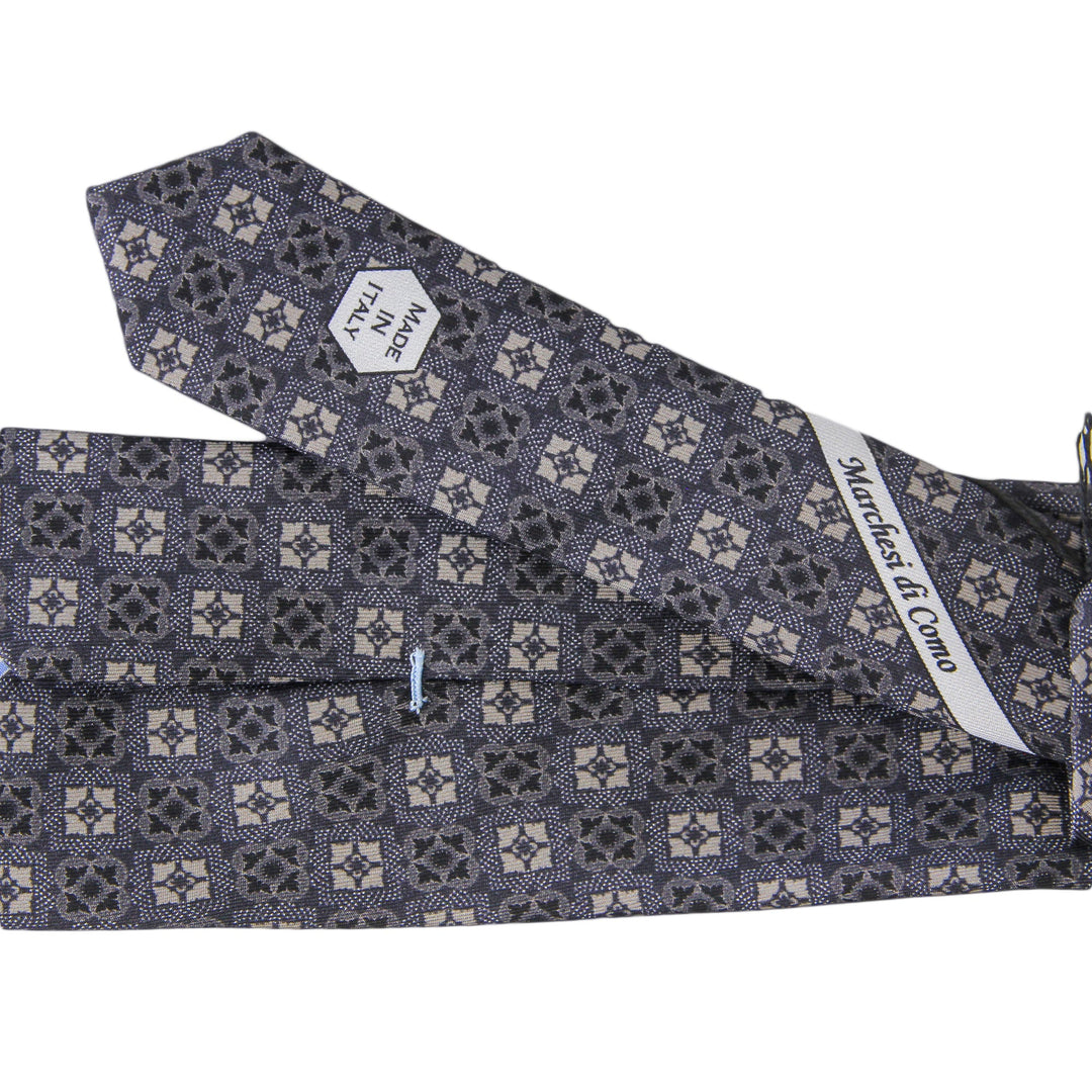 Gray Medallion Silk Tie - Marchesi di Como - Boutique Jacques Last Call