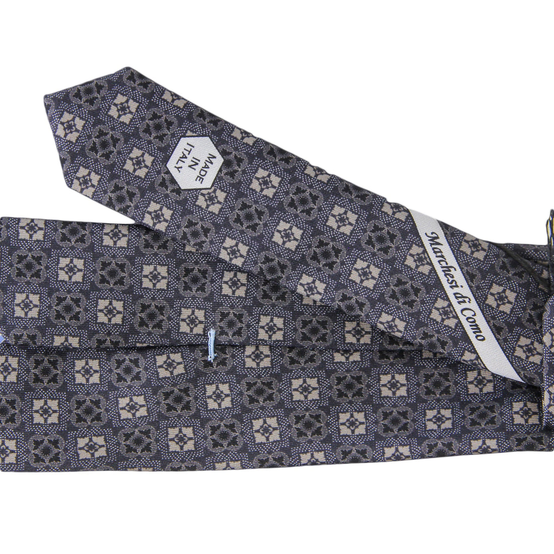 Gray Medallion Silk Tie - Marchesi di Como - Boutique Jacques Last Call