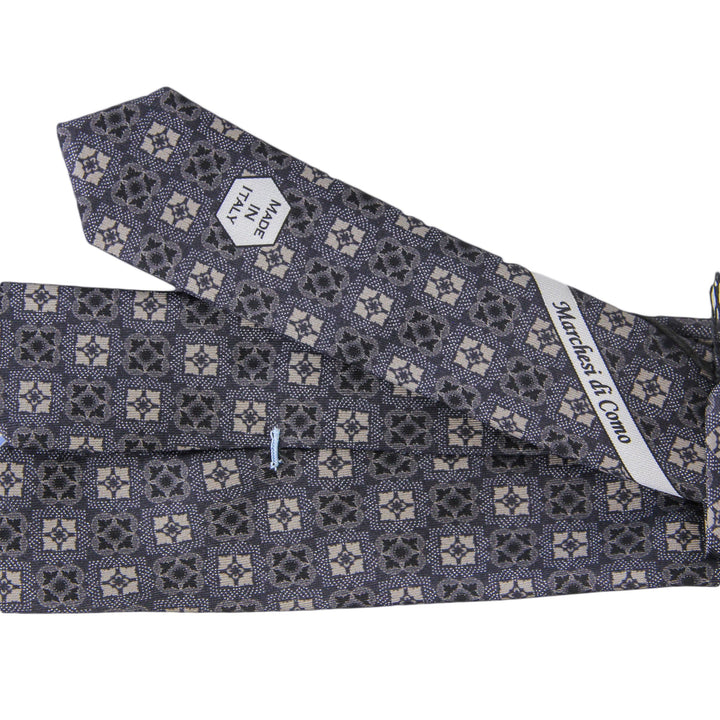 Gray Medallion Silk Tie - Marchesi di Como - Boutique Jacques Last Call